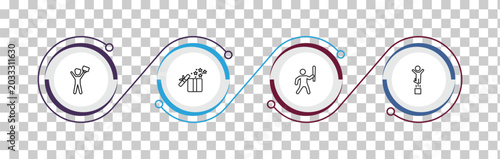 Tableau sur toile outline people icons set - success man happy, open present box, man attacking, man jumping