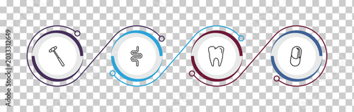 Tableau sur toile outline medical icons set - medical hammer tool, intestines, molar tooth, medical pill