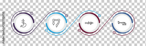 Bild auf Leinwand outline medical icons set - esophagus, colon, pulse line, heliport