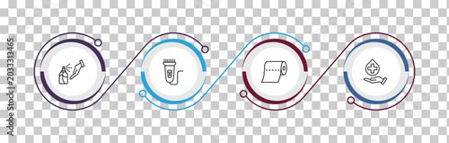Photos outline hygiene icons set - antiseptic, electric razor, paper towel, sanitary