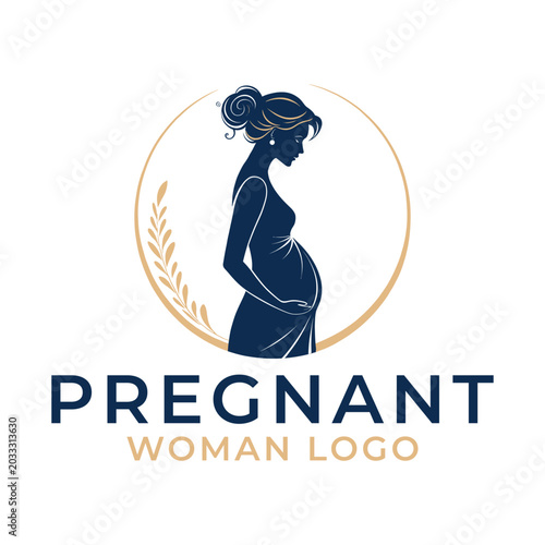 pregnant woman logo design silhouette vector line art logo design