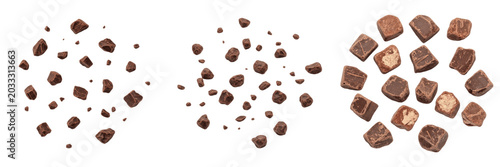Bild auf Leinwand Set and collection of natural dry brown soil dirt pebbles gravel scatter ground