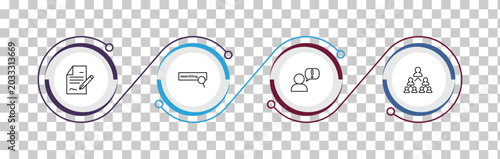 Quadro su tela outline human resources icons set - contract, searching, grievance, company structure