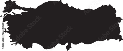 Tableau sur toile Black silhouette map of Turkey a minimalist vector illustration for geography tr