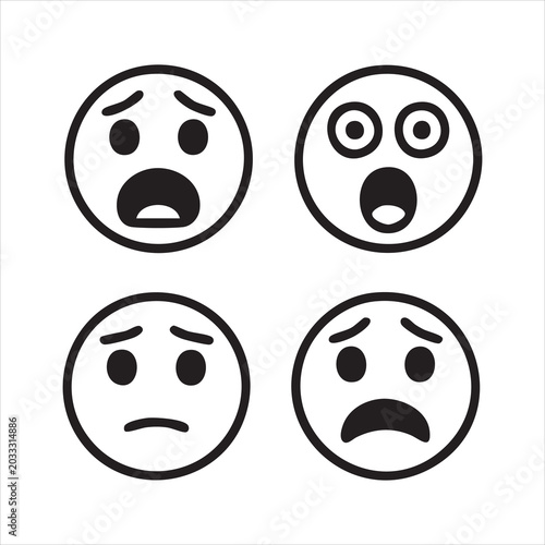 Tableau sur toile Various emoticons depicting fearful and sad expressions, including shocked and s
