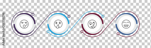 Fotografia outline emoji icons set - sleeping emoji, shushing emoji, stupid happy editable