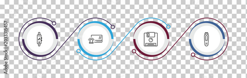 Foto outline electronic devices icons set - activity tracker, burglar alarm, floppy, trimmer