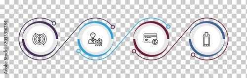 Fotografija outline cryptocurrency icons set - dollar reload, economist, card, point of service