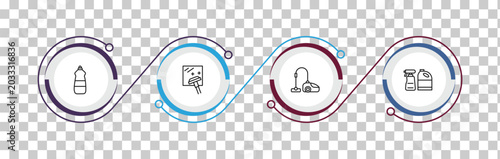 outline cleaning icons set - dishwashing detergent, window cleanin, hoover, cleaning products. editable vector for web and mobile ui