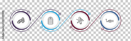 Φωτογραφία outline camping icons set - rope, sleeping bag, swiss army knife, fishing