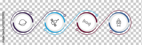 Fényképezés outline astronomy icons set - saturn, inclined satellite, pulsar, rocket ship