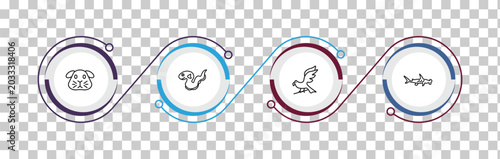 Canvastavla outline animals icons set - guinea pig, eel, hawk, hummerhead