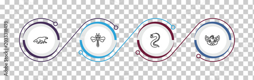 Photography outline animals icons set - wolverine, dragonflay, moray, hyena