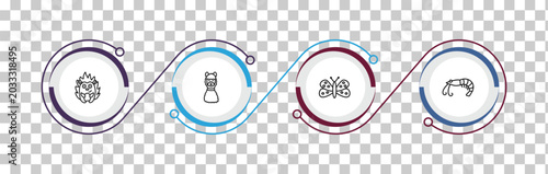 Cuadro en lienzo outline animals icons set - hedgehog, lama, moth, prawn