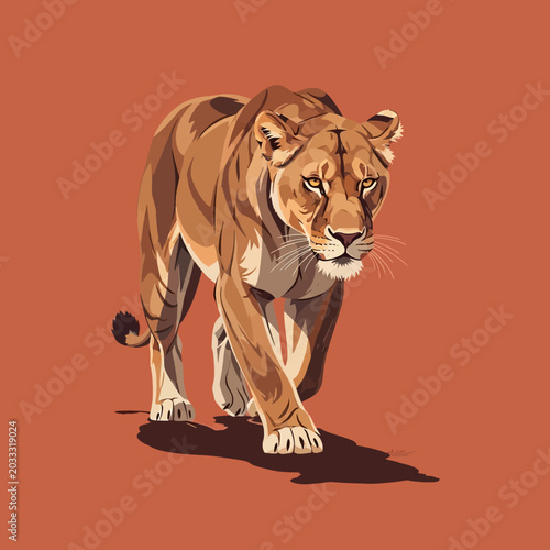 Konstfotografi Lioness Walking Forward with Intensity.