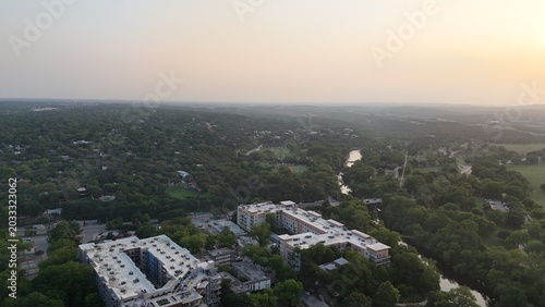Aerial view of apartments under construction