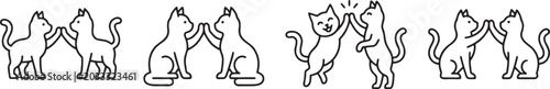 Foto Tall elongated cat silhouettes with thin vertical bodies