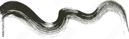 Black Ink Brush Stroke Wave on White Background