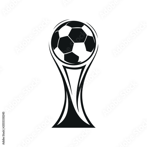 Minimal Soccer Trophy Vector Design . Modern Football Cup Silhouette Logo . Championship Sports Icon
