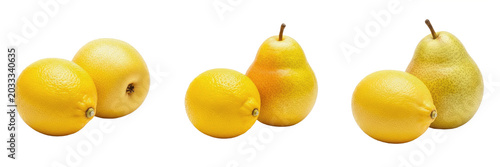 Obraz na plátně Set and collection of fresh organic raw yellow pears whole fruits sweet juicy au