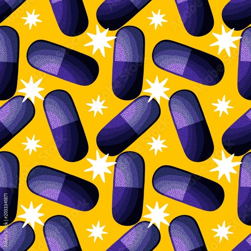 Medicine seamless pills pattern for wrapping paper and doctor clothes and packaging and medical accessories