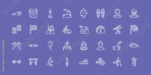 Tableau sur toile golf outline icon set featuring drag racing, chesspiece, oil down, golf caddy icons