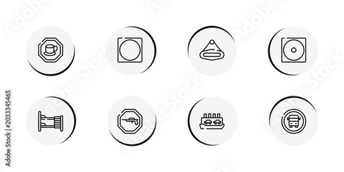 Fotografie indications outline icon set featuring cafe bar, circle inside square, hanging, dry low heat icons