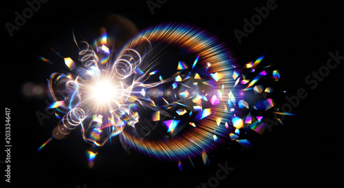 Abstract Cosmic Supernova Light Burst Rainbow Fractal Prism Lens Flare Shot