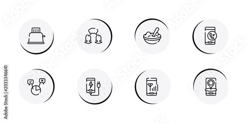 Obraz na płótnie phoneset outline icon set featuring toaster, confirmity, mashed potato, incoming call icons