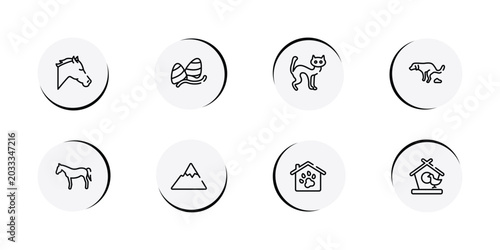 Bild auf Leinwand birds pack outline icon set featuring horse head, gummy, black cat, dog shitting icons