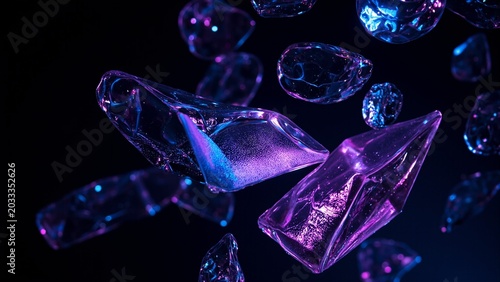 Cyber Glass Liquid Acrylic Purple Blue Glow on Black Tech Background