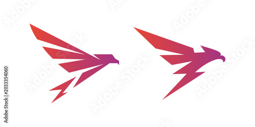 Abstract geometric flying eagle vector logo set
