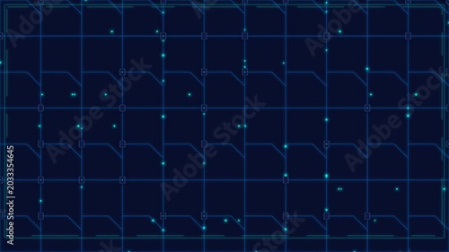 Dynamic motion animation of interconnected digital grid with glowing points and lines illustrating technological networks and data flow in a futuristic digital environment.