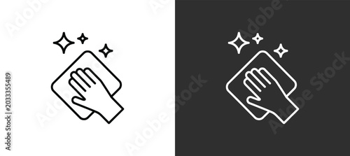 Photography Cleaning Icon: A hand holding a cloth, with sparkles indicating a clean surface