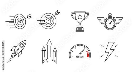 Collection of business and achievement icons.