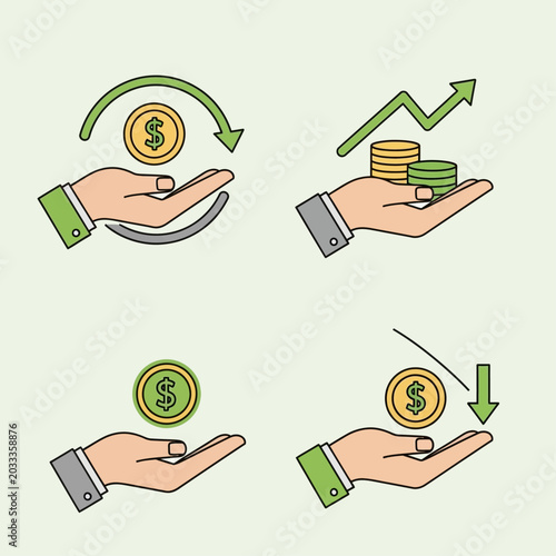 Financial growth and investment icons.