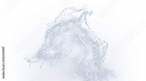 Abstract dynamic fluid motion, a swirling splash of clear, pure water frozen in time, conveying purity and energy