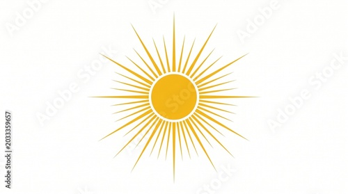 A vibrant yellow sunburst graphic with radiating lines on a white background, symbolizing light, warmth, and energy for various applications