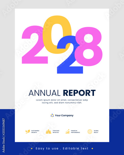 Corporate Report Cover Desifn Template Geometric Style