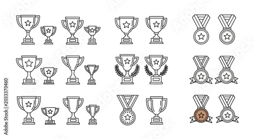 Collection of various trophy and medal icons.