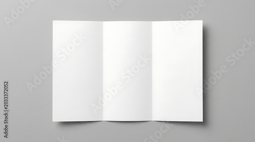Isolated blank tri-fold brochure mockup on grey background for professional business branding and marketing presentation