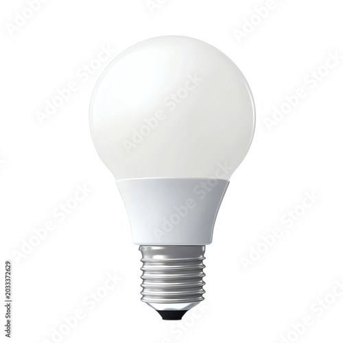 Modern energy saving white led light bulb with a screw base isolated in a professional studio shot  