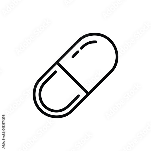 Medical capsule icon outline style vector.