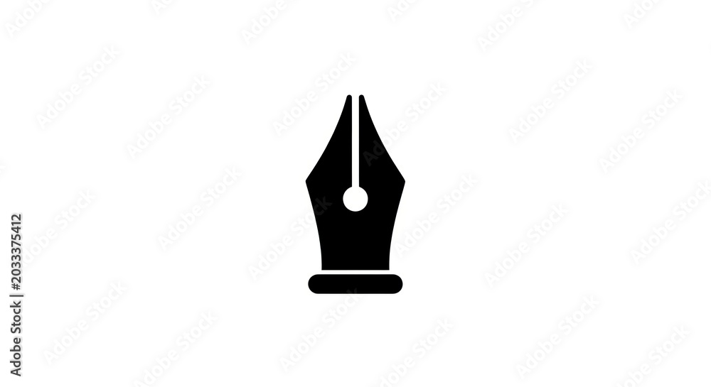 Fototapeta premium Black Fountain Pen Nib Icon Isolated on White Background 1.