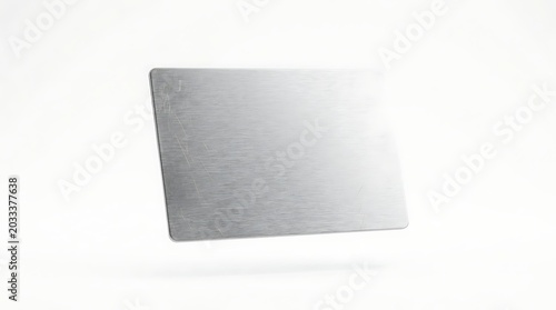 Isolated brushed silver metal card mockup floating in perspective view for retail branding and premium reward loyalty programs