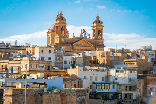 Panoramic view of beautiful Isla Basilica and old town of Birgu, Malta