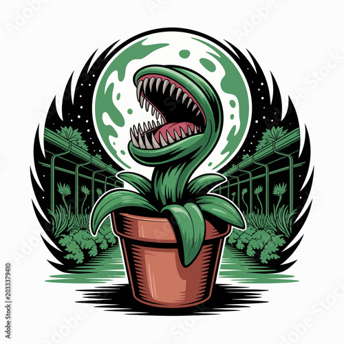 Schilderij op canvas Venus flytrap plant with sharp teeth.