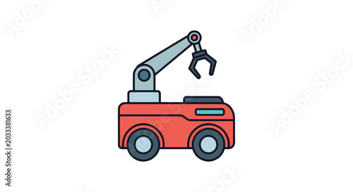 Warehouse robot Line art minimal abstract color vector.eps