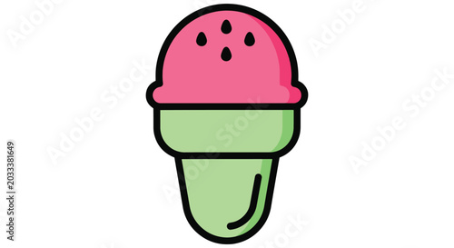 Watermelon Ice Cream Line art simple abstract decorative illustration.eps