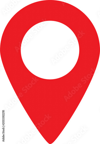 Quadro su tela Red location pin icon with white center isolated on transparent background